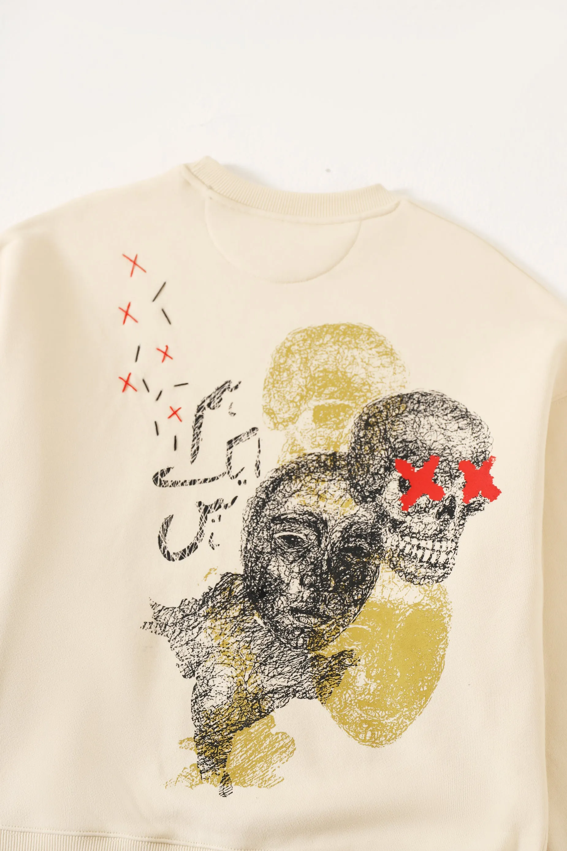 "HUM AK HAIN" PRINTED ARTWORK BEIGE SWEATSHIRT