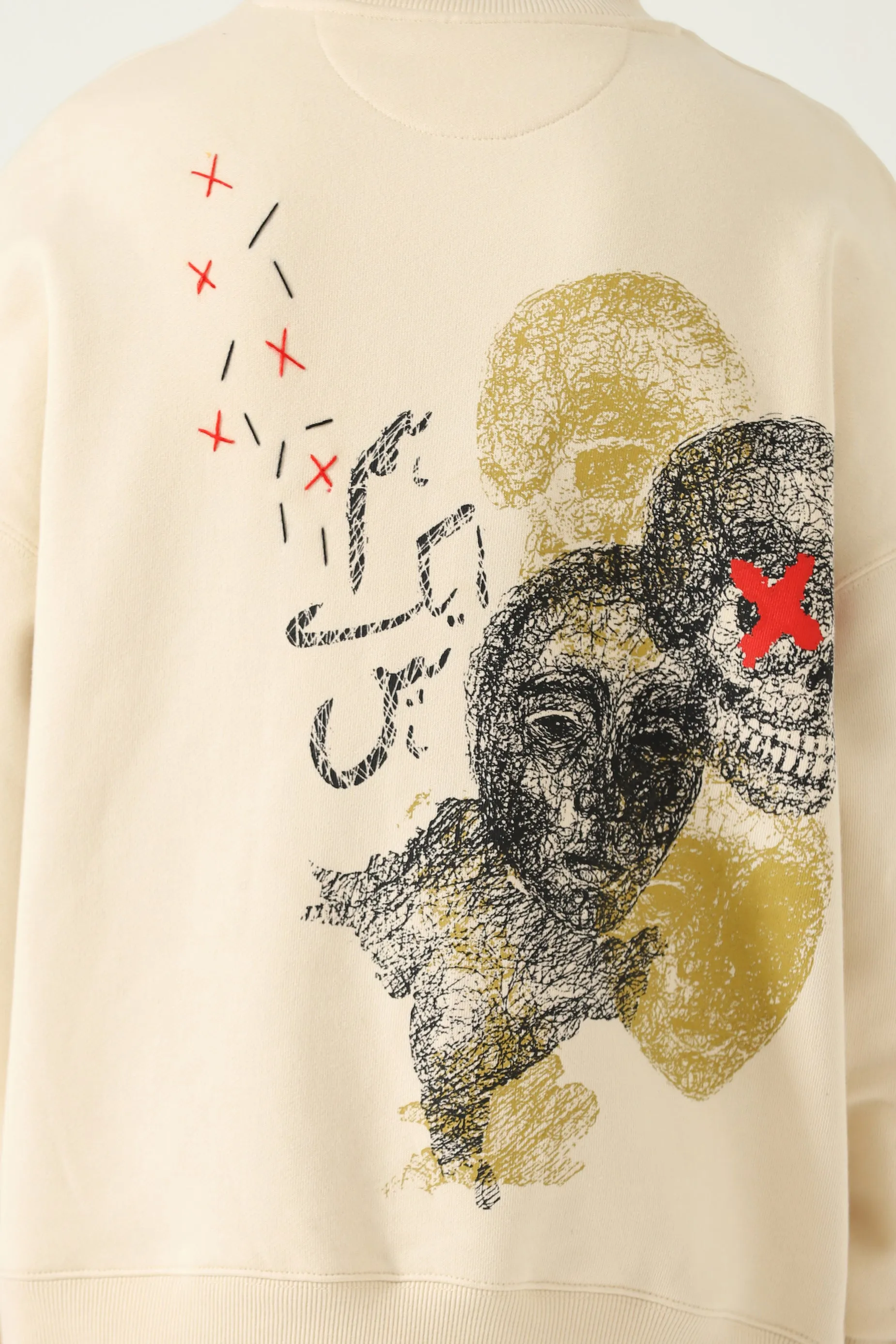 "HUM AK HAIN" PRINTED ARTWORK BEIGE SWEATSHIRT