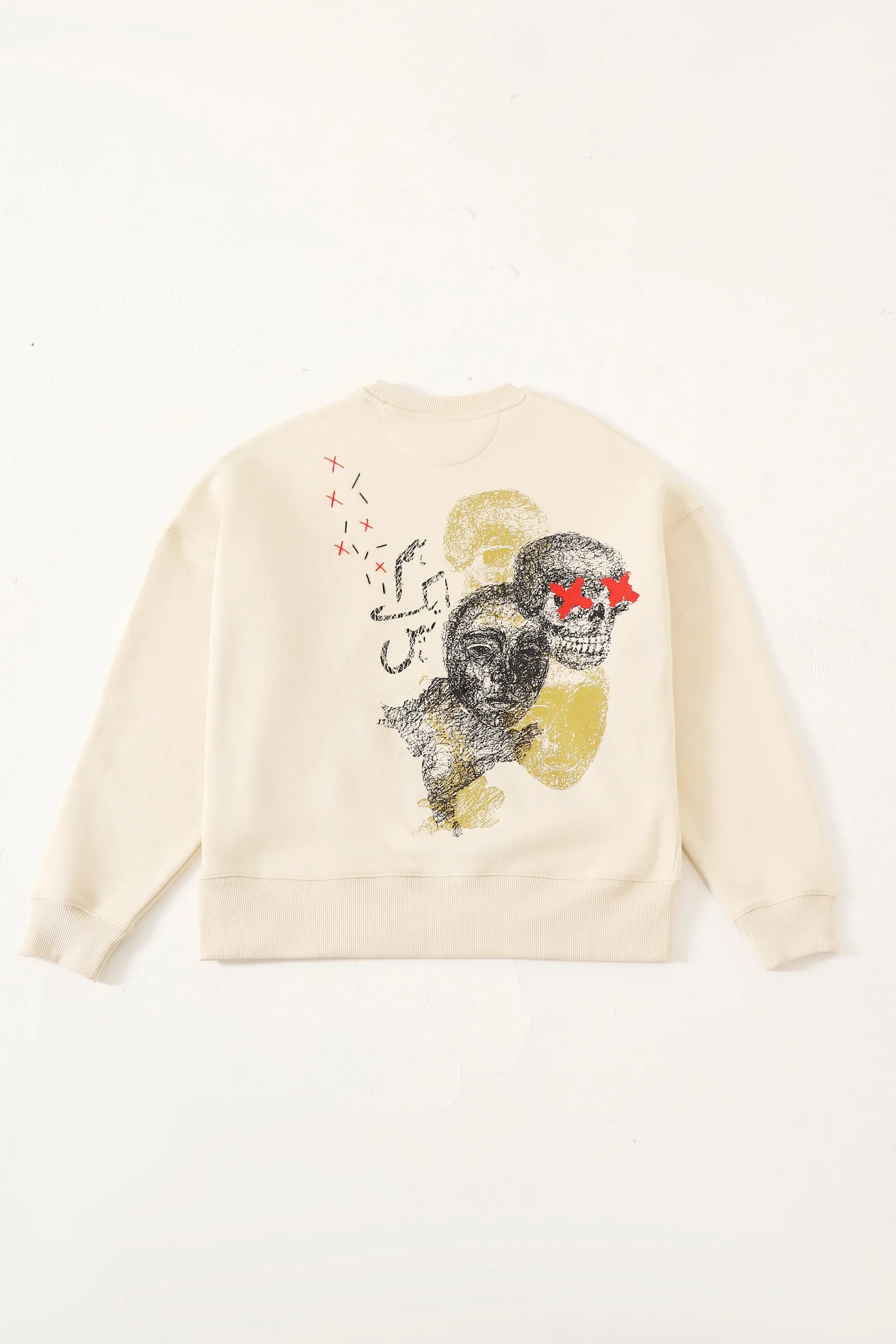 "HUM AK HAIN" PRINTED ARTWORK BEIGE SWEATSHIRT