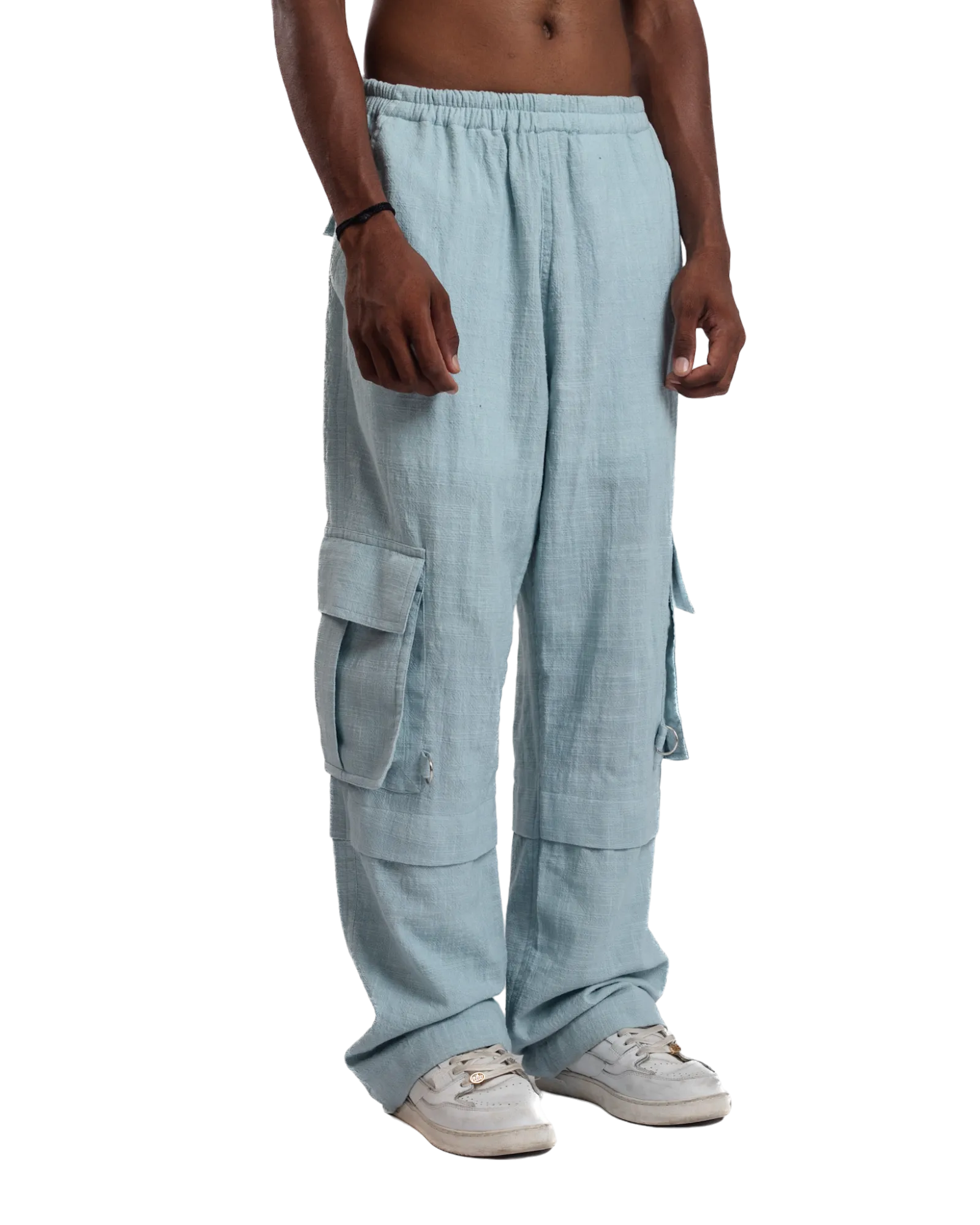 "Sky Drift" Handwoven Cotton Cargo Pants