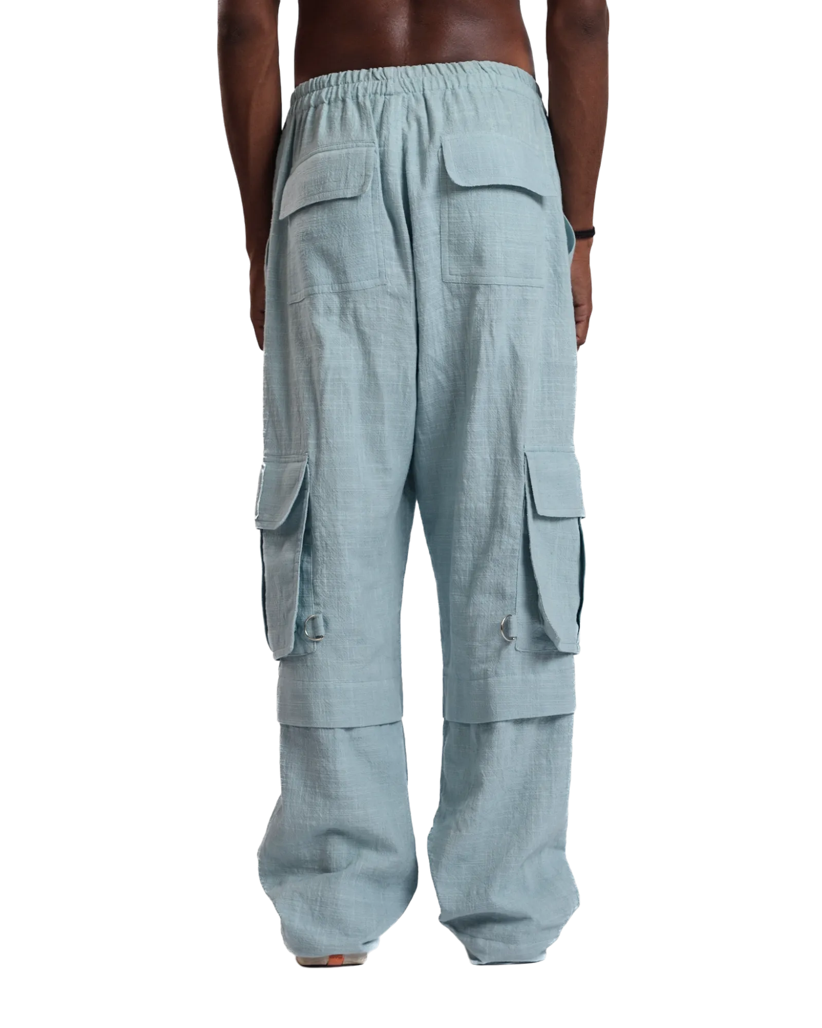 "Sky Drift" Handwoven Cotton Cargo Pants