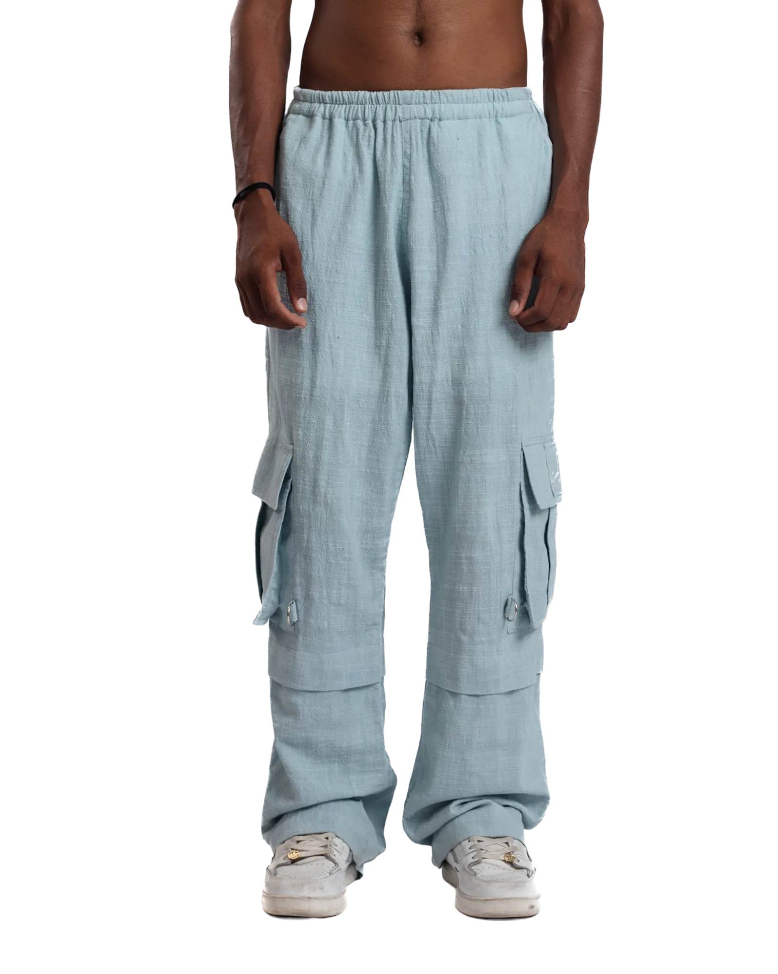 "Sky Drift" Handwoven Cotton Cargo Pants