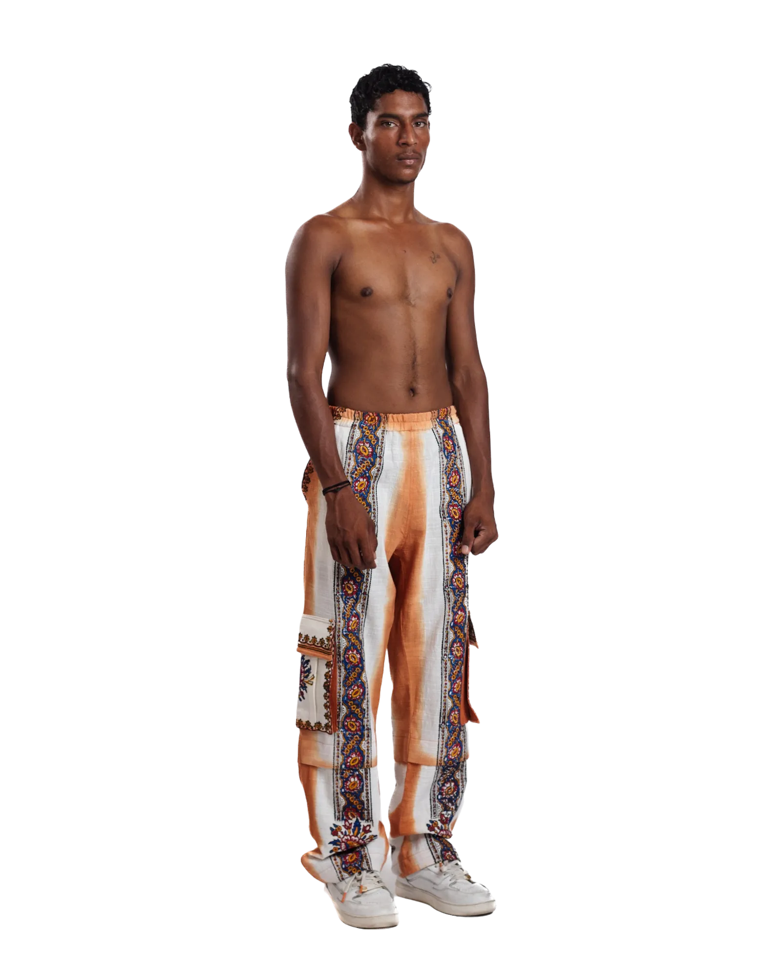 "Sunset Mirage" Hand Block Printed Cargo Pants