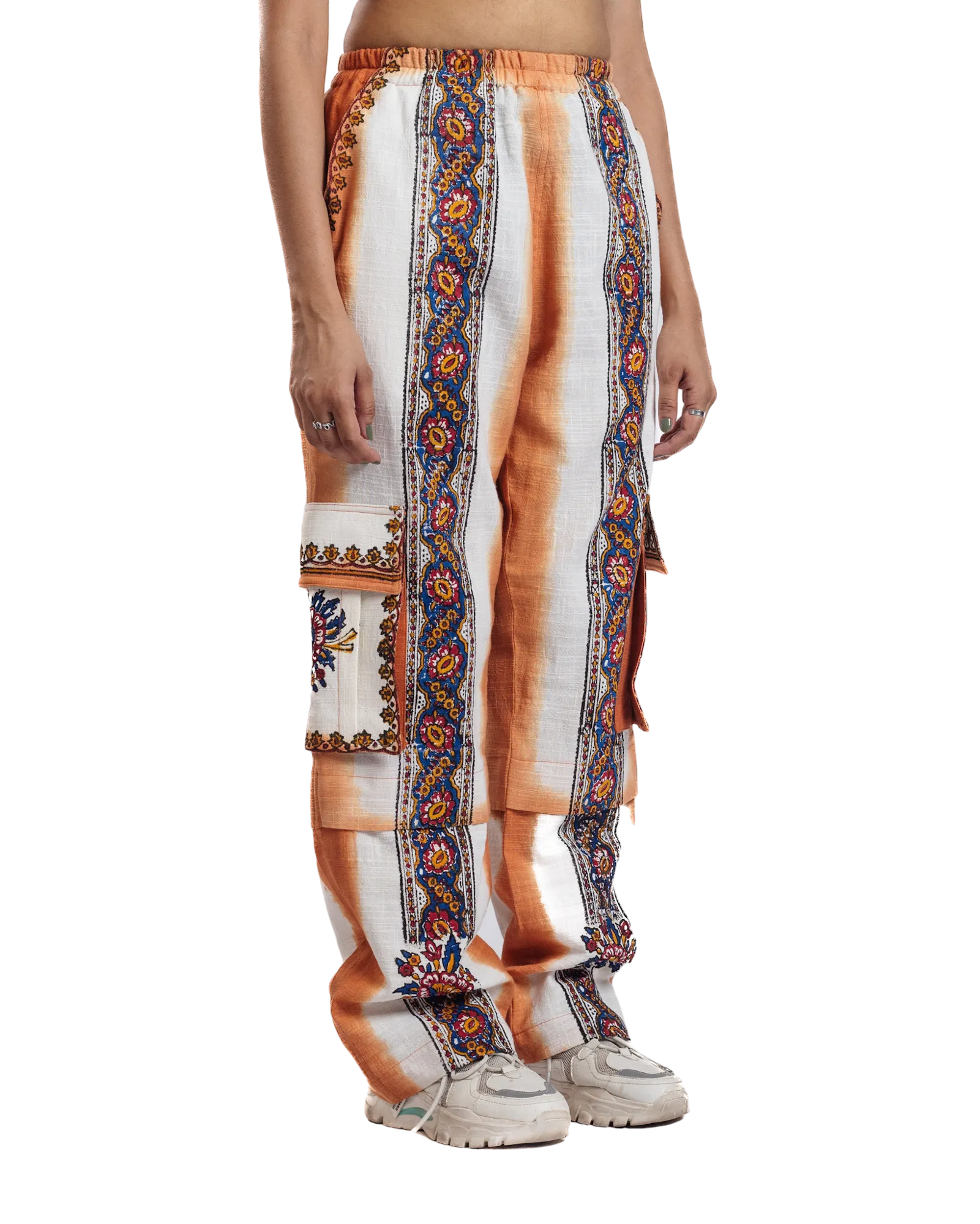 "Sunset Mirage" Hand Block Printed Cargo Pants