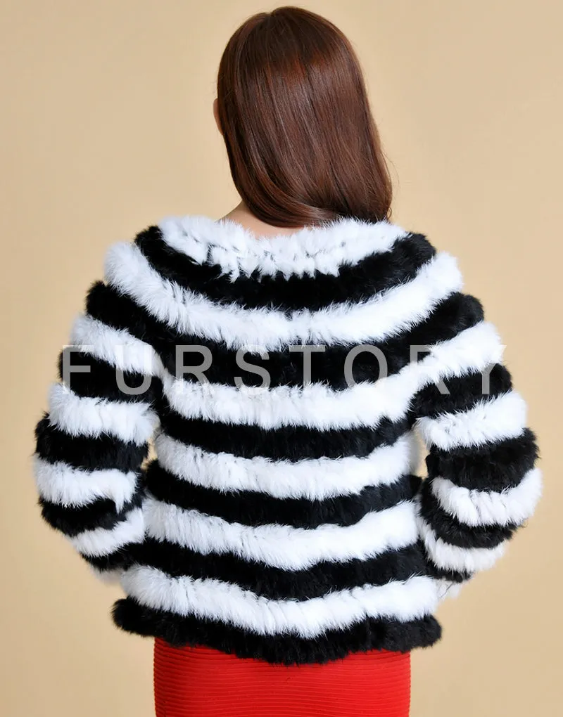 Real Knitted Rabbit Fur Coat Jacket Vest High Quality Fur Sweater Short Version Hot Sale Fur Story FS13004