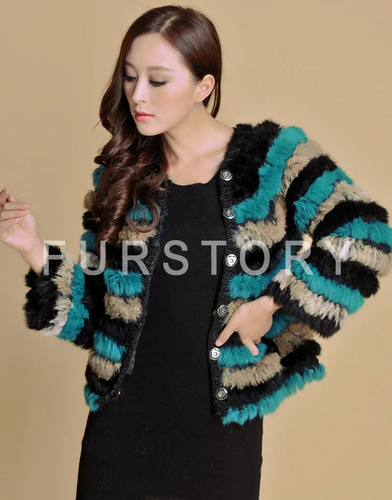 Real Knitted Rabbit Fur Coat Jacket Vest High Quality Fur Sweater Short Version Hot Sale Fur Story FS13004