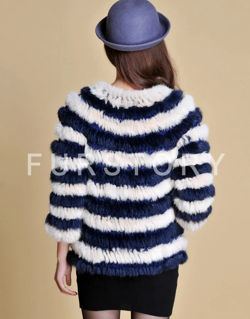 Real Knitted Rabbit Fur Coat Jacket Vest High Quality Fur Sweater Short Version Hot Sale Fur Story FS13004