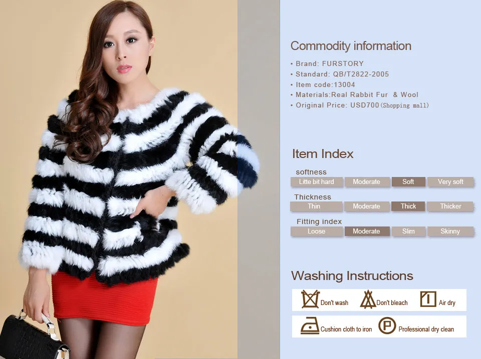 Real Knitted Rabbit Fur Coat Jacket Vest High Quality Fur Sweater Short Version Hot Sale Fur Story FS13004