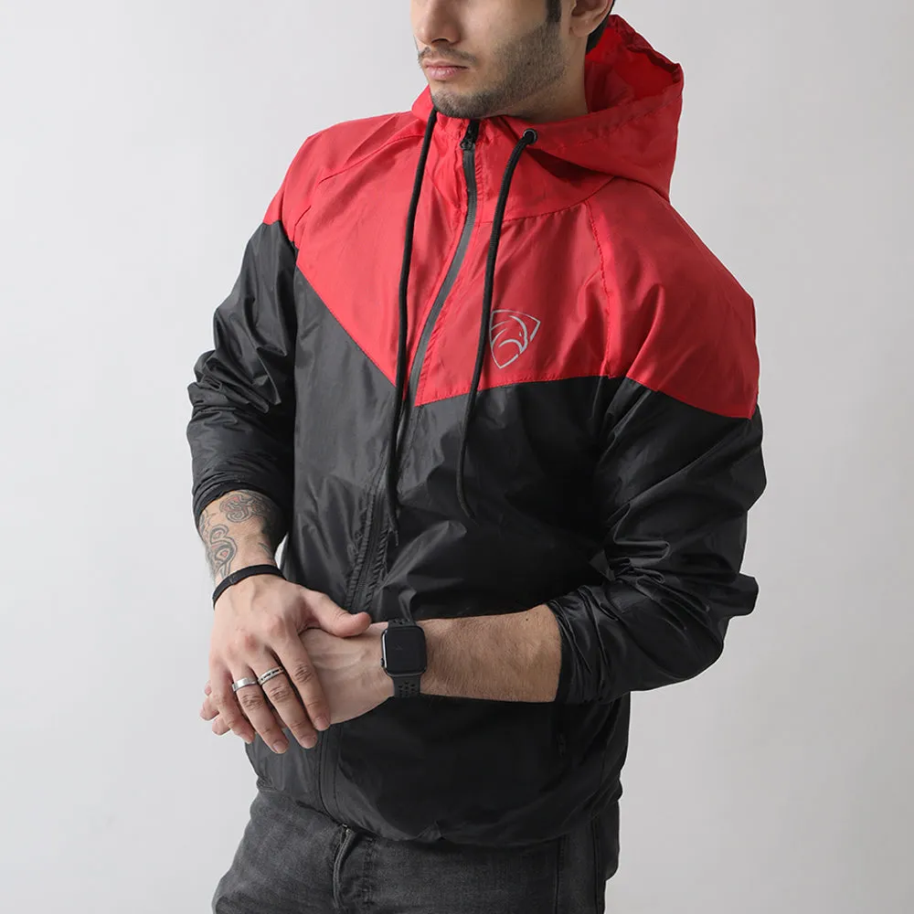 Red And Black Wind Crusher Zipper Hood