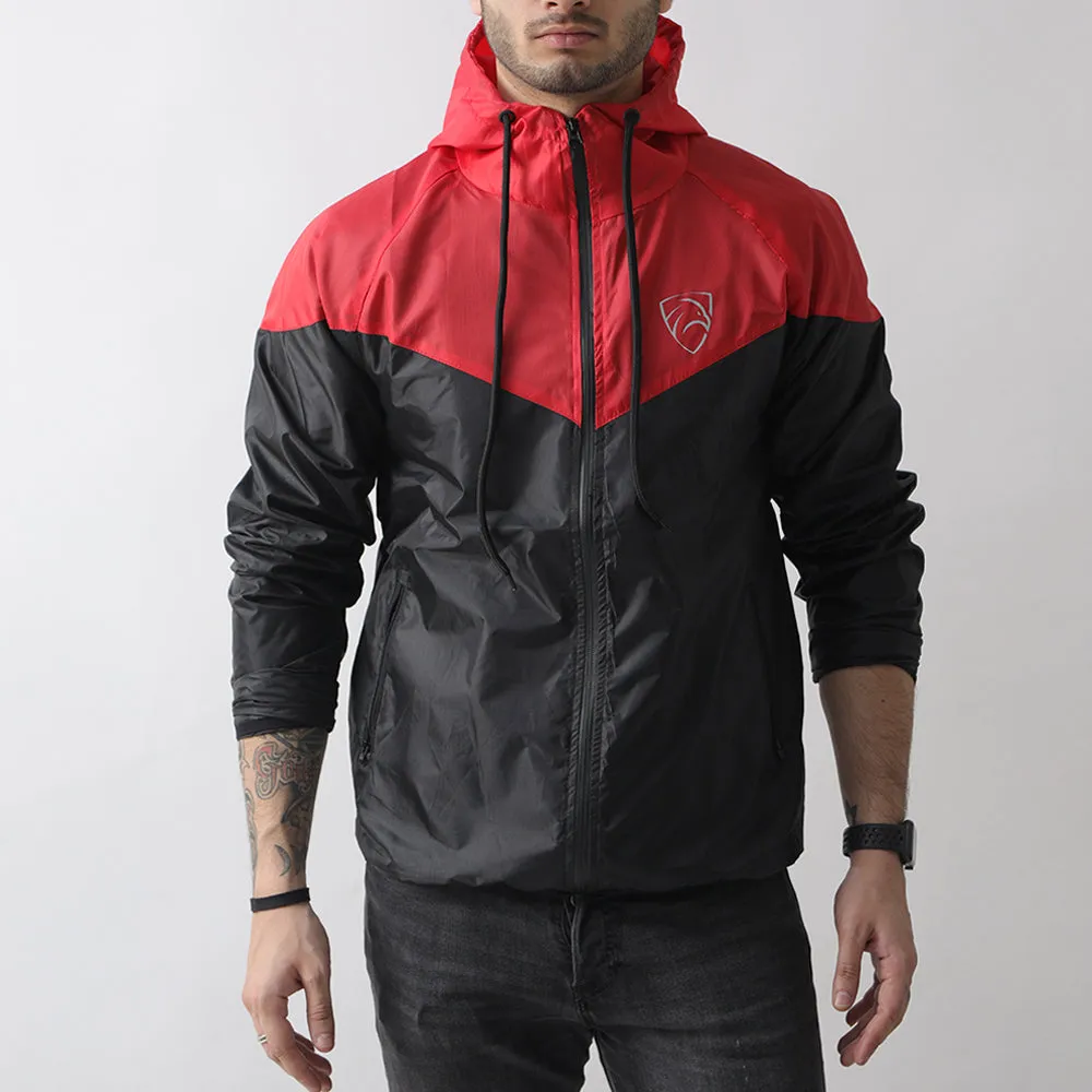 Red And Black Wind Crusher Zipper Hood