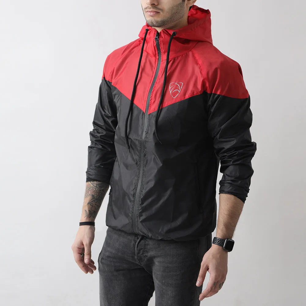 Red And Black Wind Crusher Zipper Hood