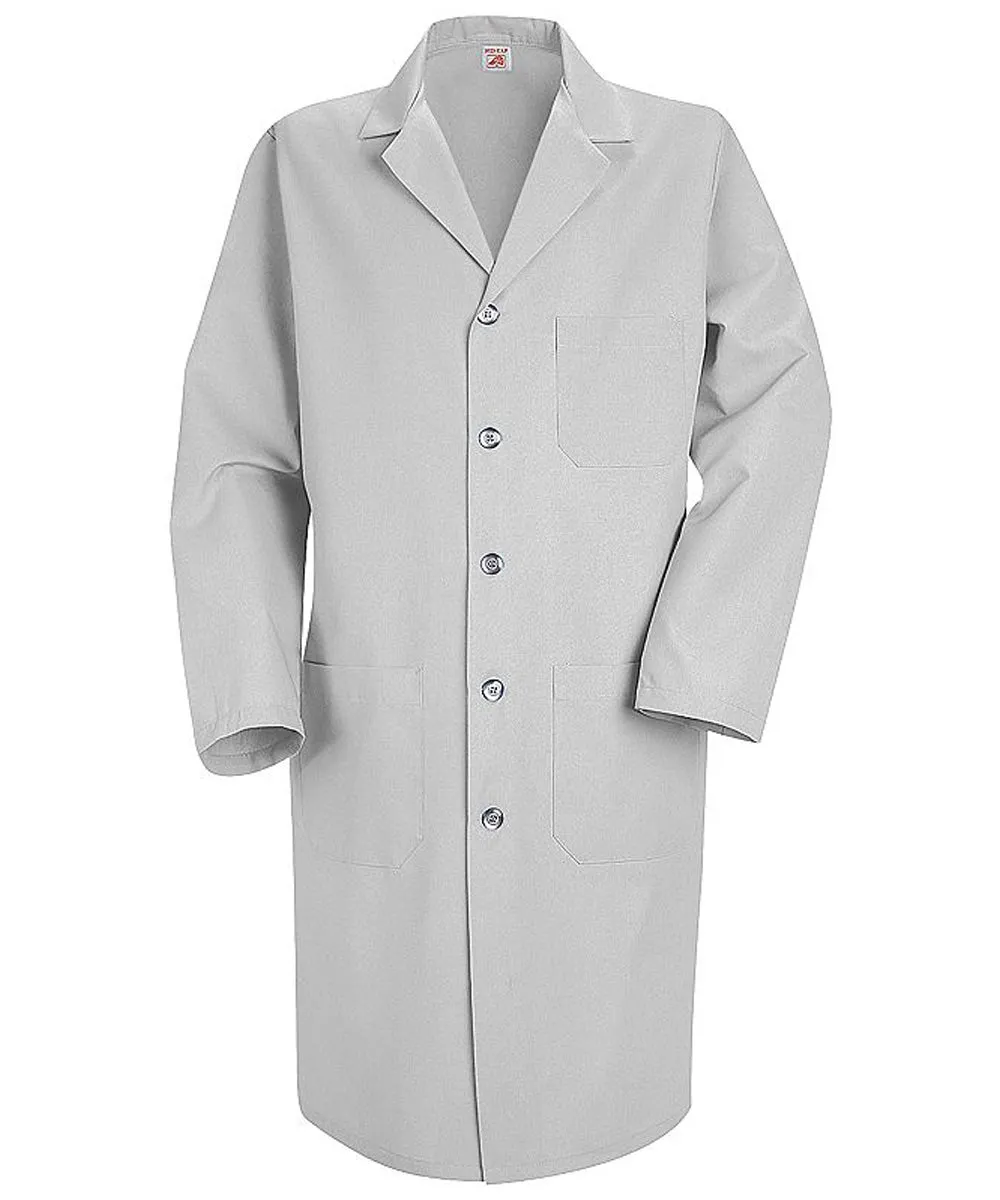 Red Kap 41.5 Inch Men's Button Front Grey Medical Lab Coat