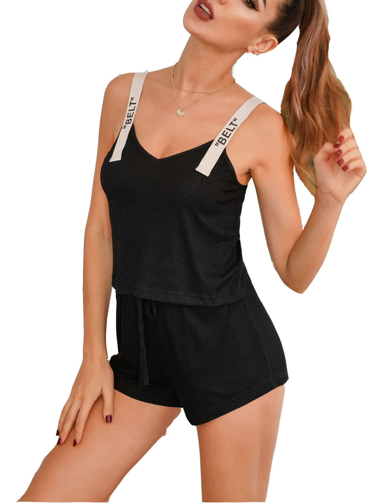 RH Pajamas Set Sexy Summer Cami Classy Strap Sleeveless Nightwear PJ's RHW2924-E