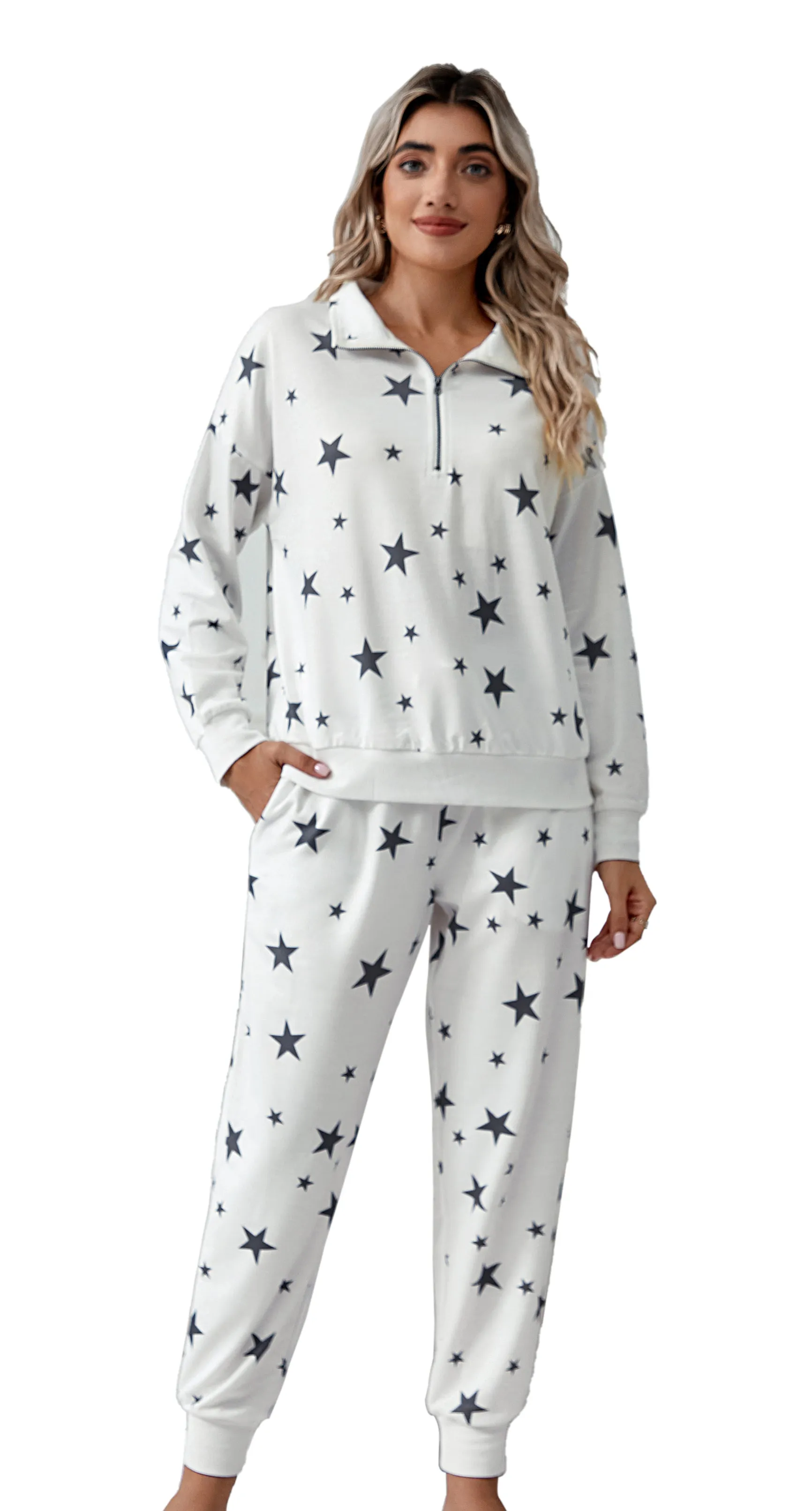 Richie House Women's Pajama Set 2-Piece Sleepwear Lounge Long Sleeve Zip PJ Set RHW4038