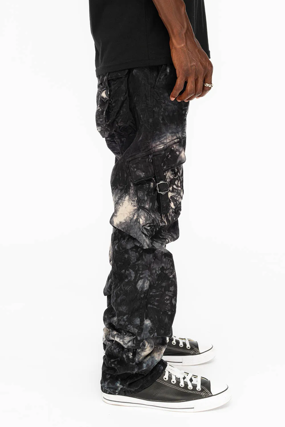 ROBINS NEW MILITARY STYLE CARGO PANTS IN ASTRO BLACK WASH