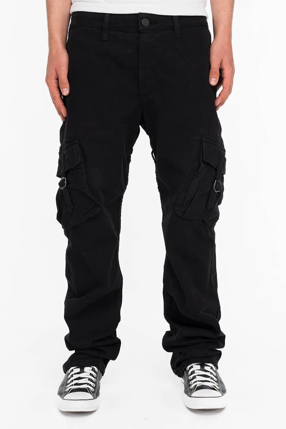 ROBINS NEW MILITARY STYLE CARGO PANTS IN BLACK