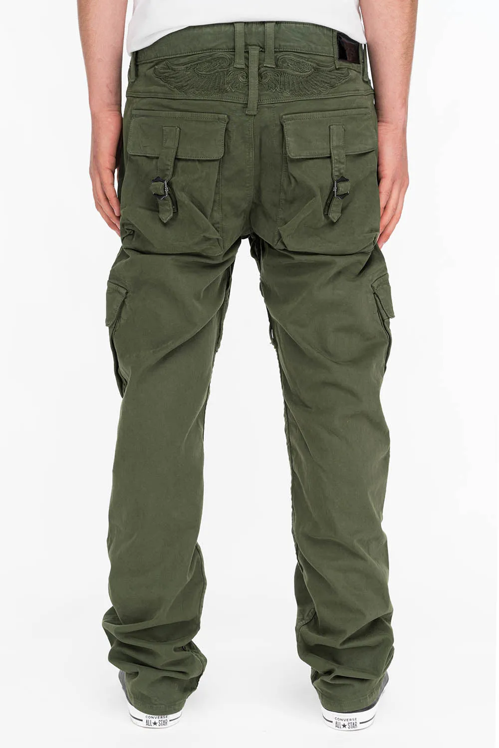 ROBINS NEW MILITARY STYLE CARGO PANTS IN GREEN ARMY