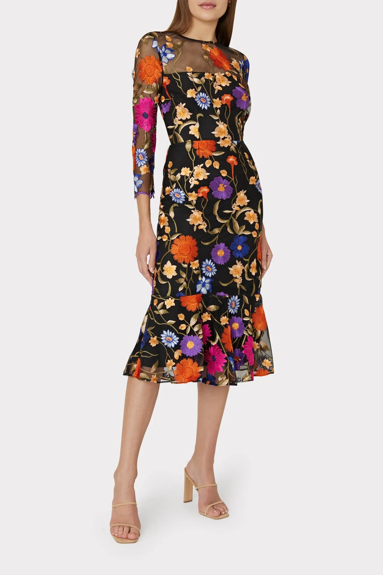 Rosalind Fall Foliage Embroidery Dress