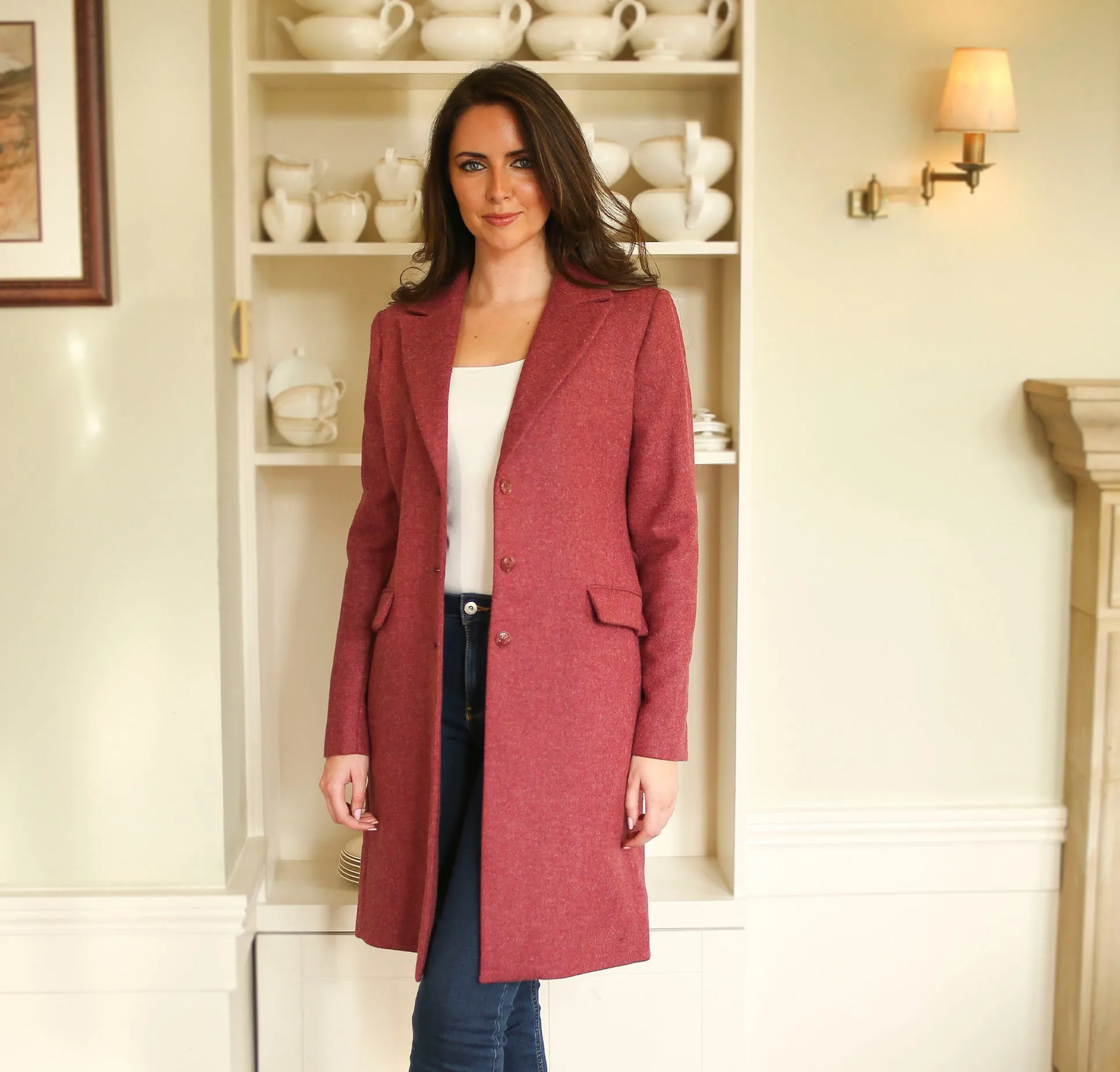 Rose Aisling Donegal Tweed Knee Coat