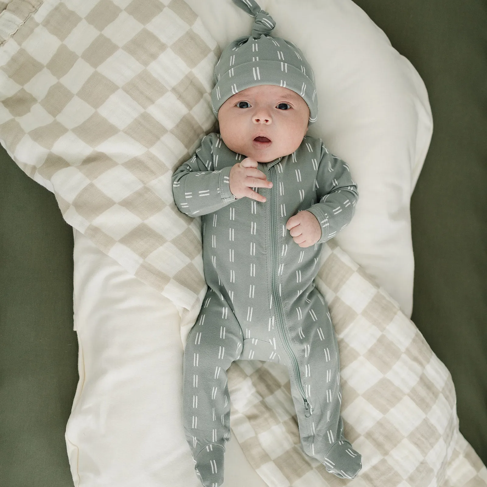 Sage Strokes Newborn Knot Hat