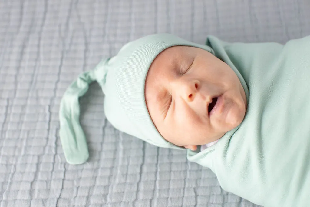 Sage Swaddle Blanket & Newborn Hat Set