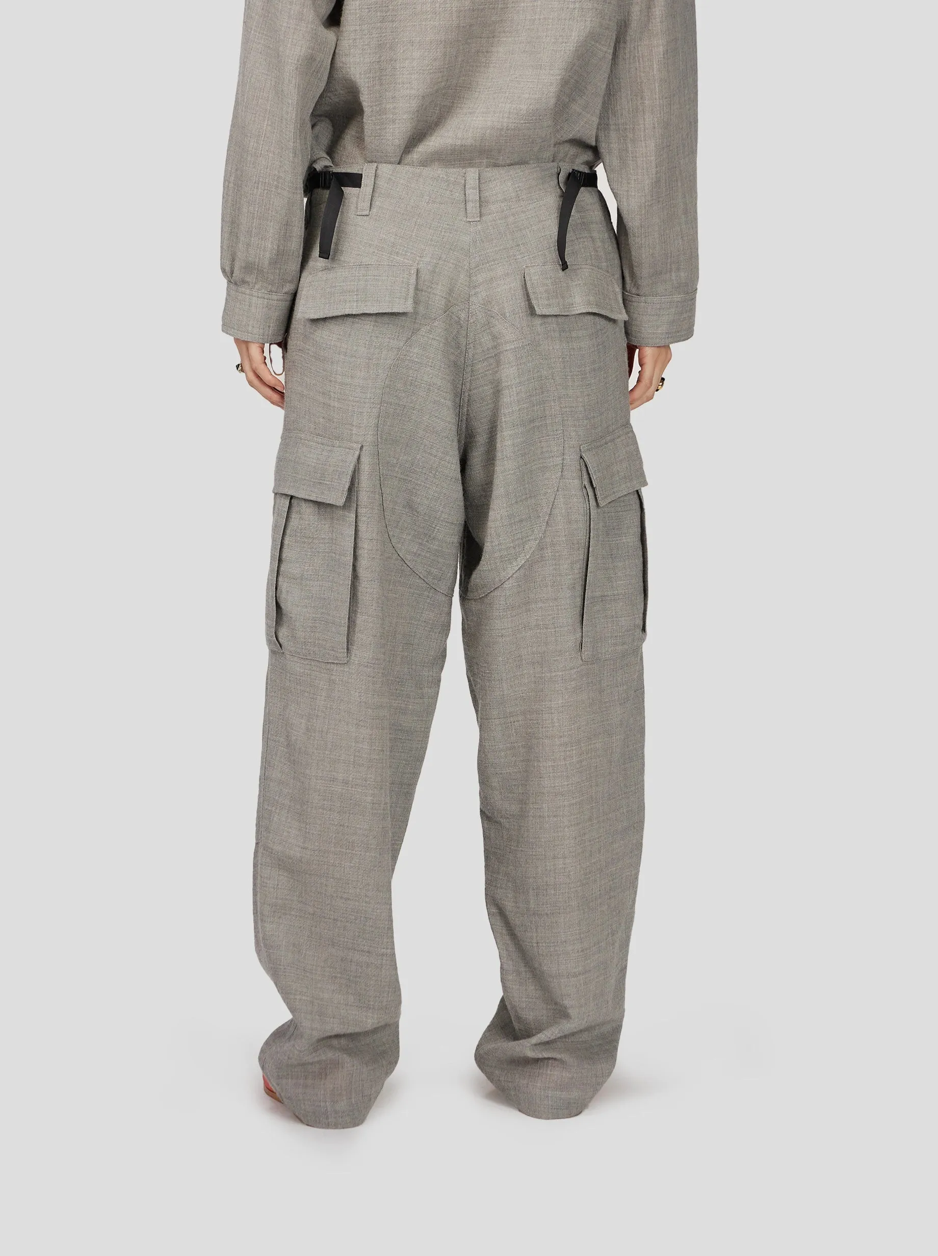 Santino Cargo Pants in Ash Wool Cloth HLD