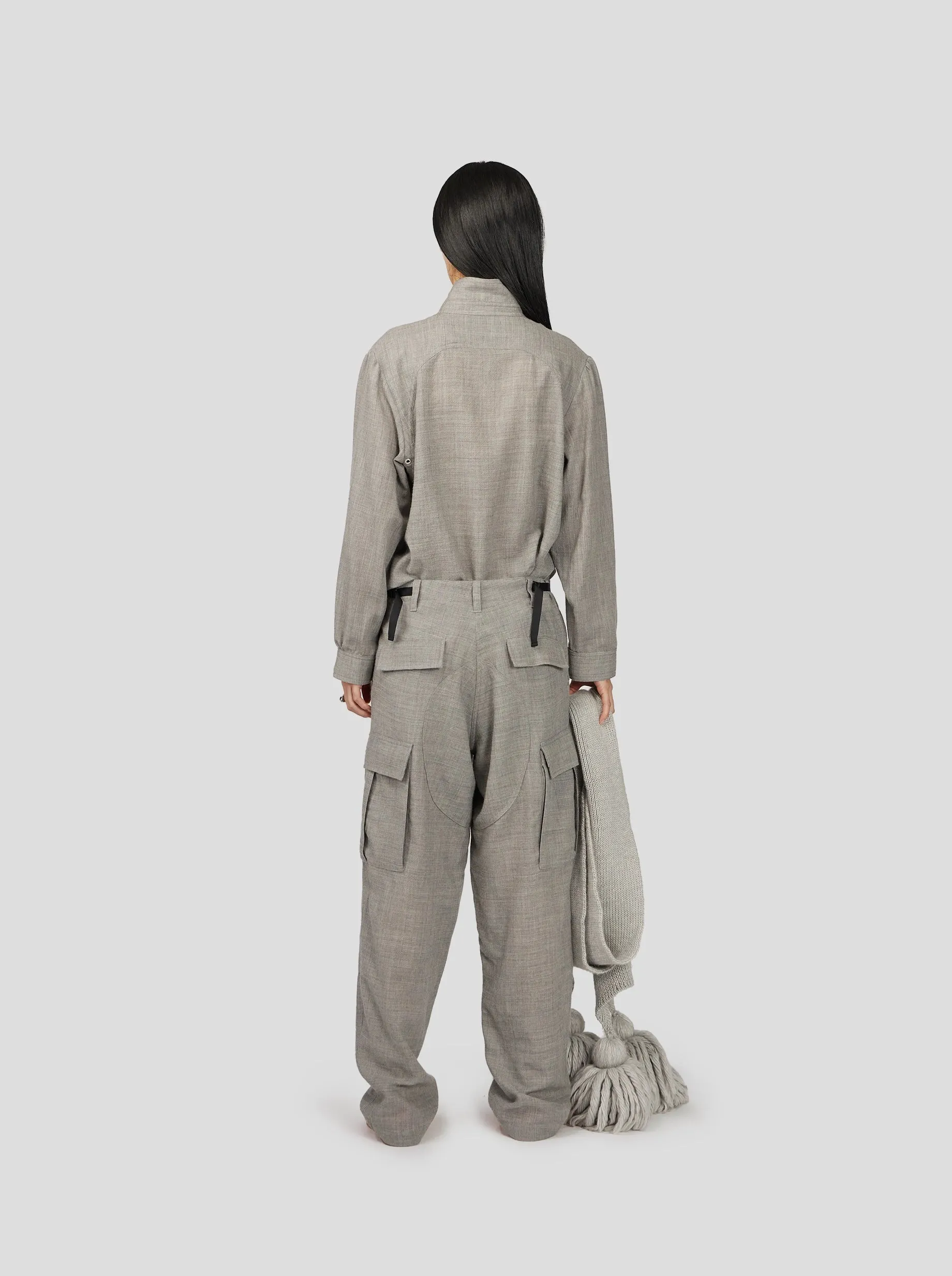 Santino Cargo Pants in Ash Wool Cloth HLD