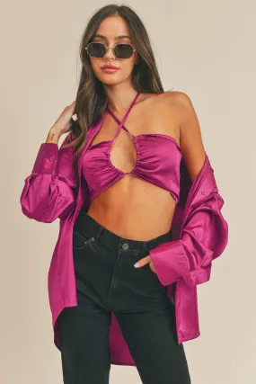 SATIN MIMOSA BLOUSE AND BRALETTE SET