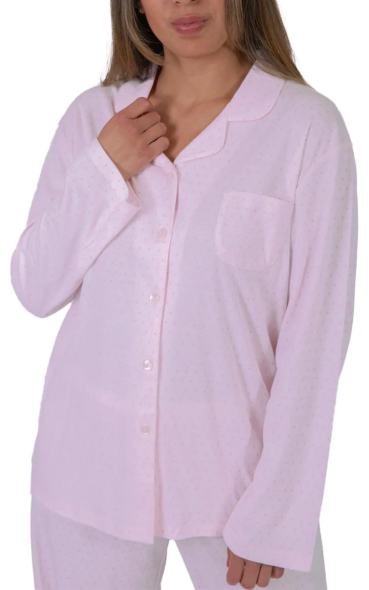 Schrank 100% Polycotton Pyjama with long Sleeve and Long Pant in Pink Leila SK127