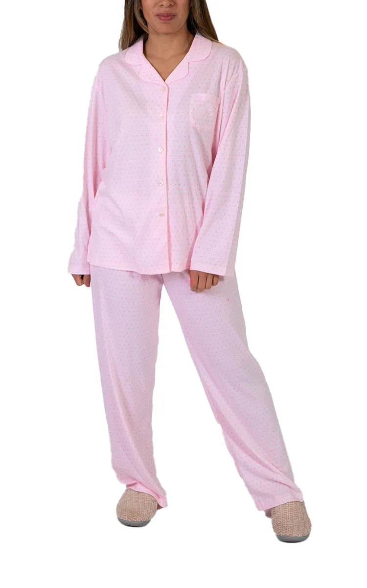 Schrank 100% Polycotton Pyjama with long Sleeve and Long Pant in Pink Leila SK127