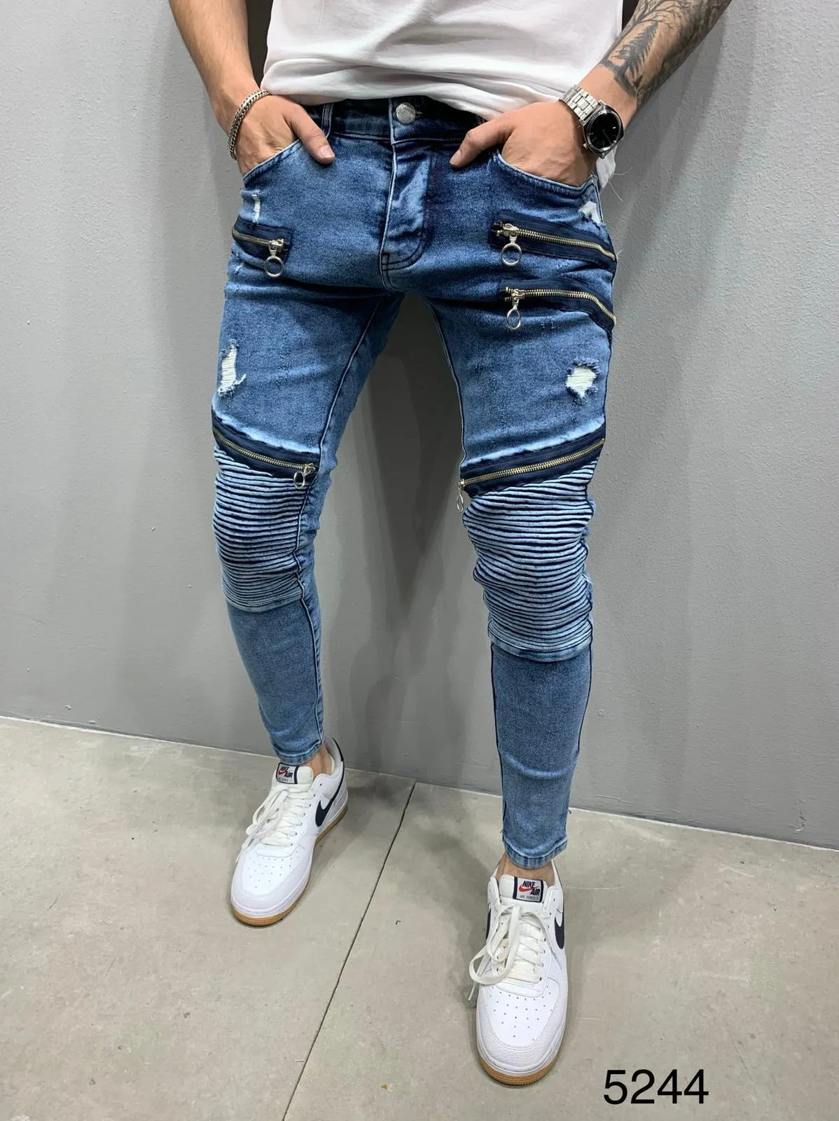 Sneakerjeans Blue Biker Skinny Jeans AY898