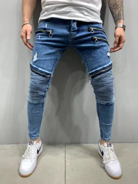 Sneakerjeans Blue Biker Skinny Jeans AY898