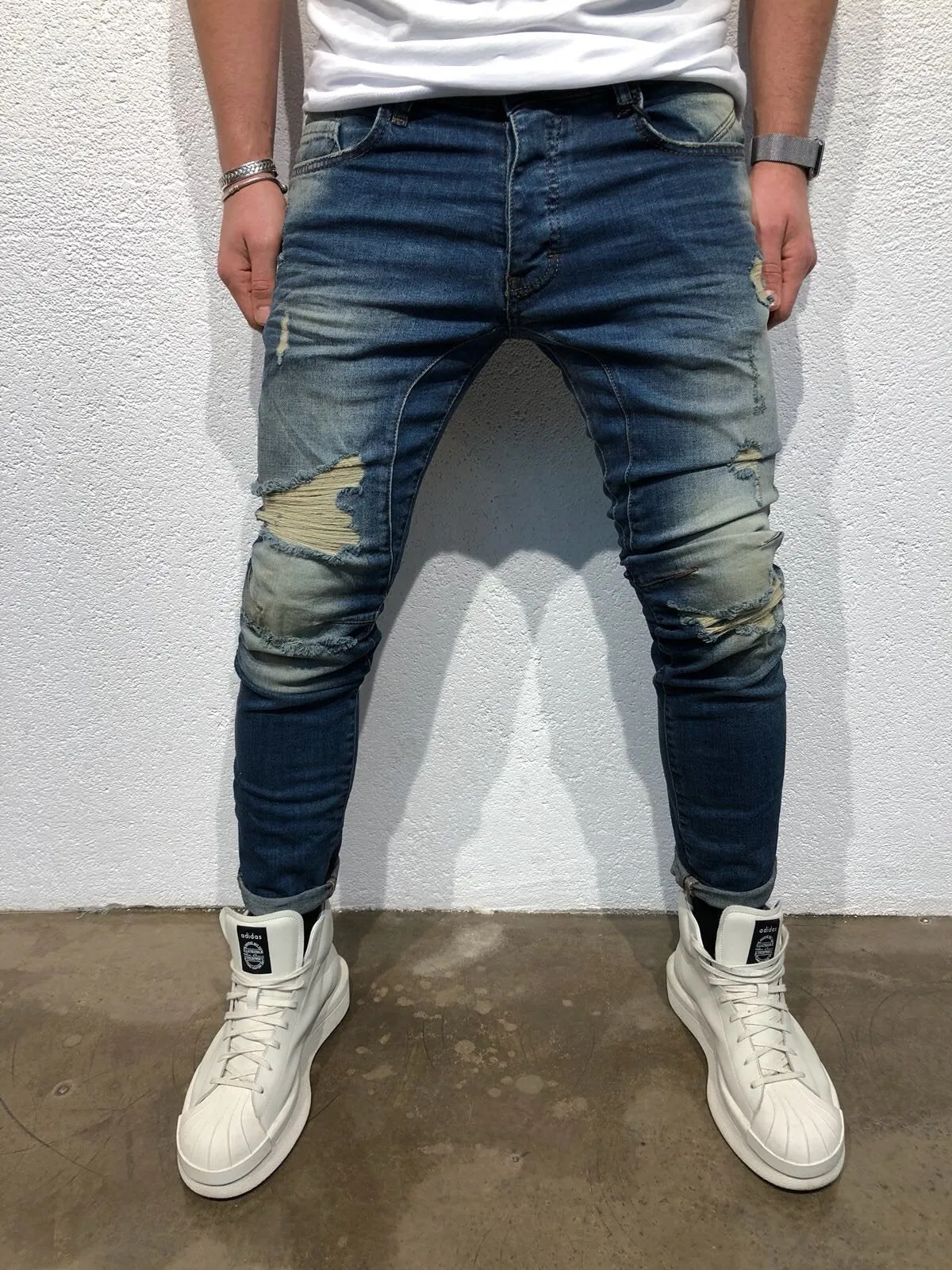 Sneakerjeans Blue Ripped Jeans B73