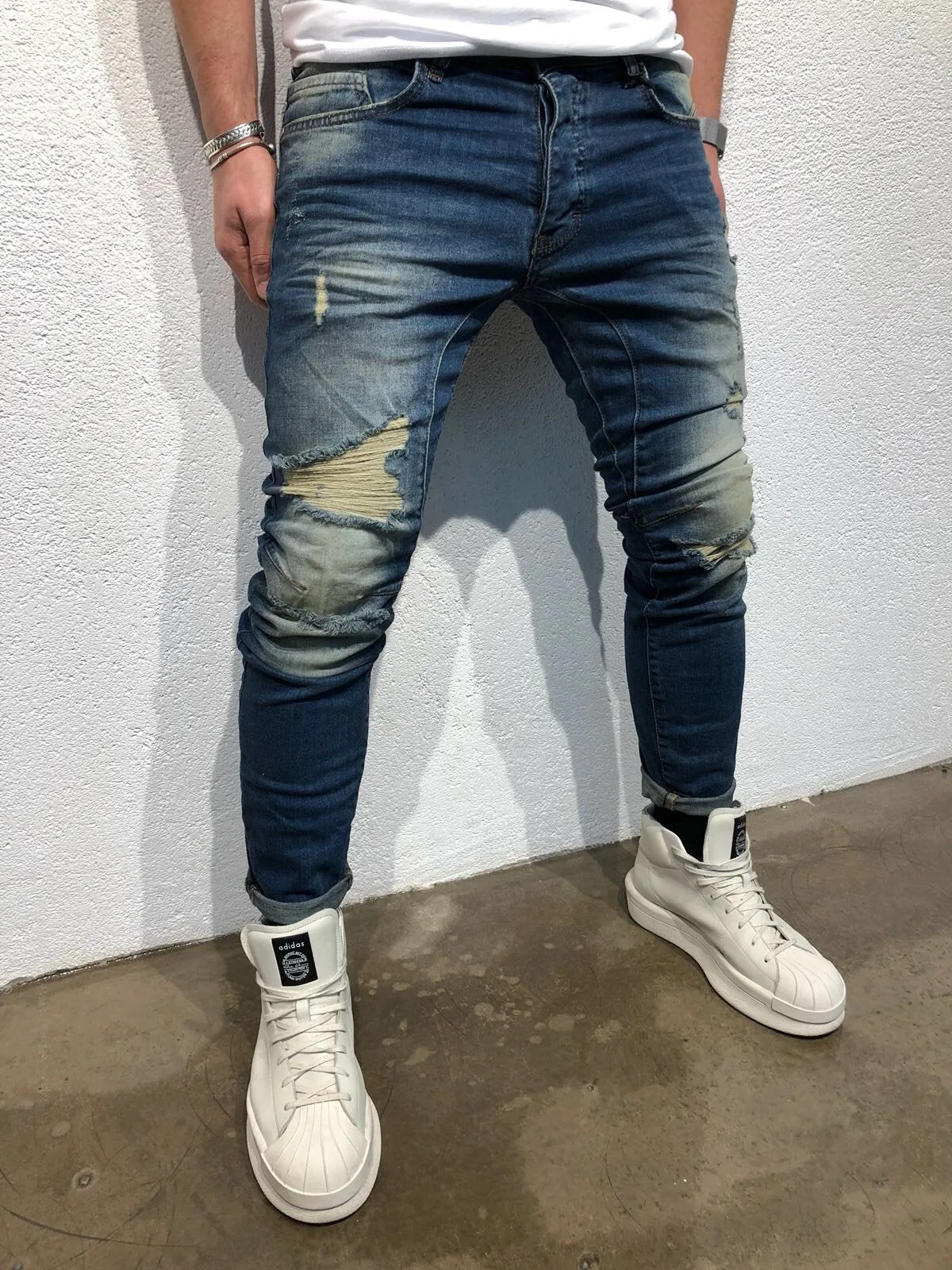 Sneakerjeans Blue Ripped Jeans B73