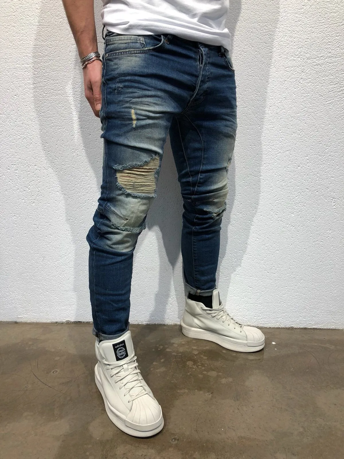 Sneakerjeans Blue Ripped Jeans B73