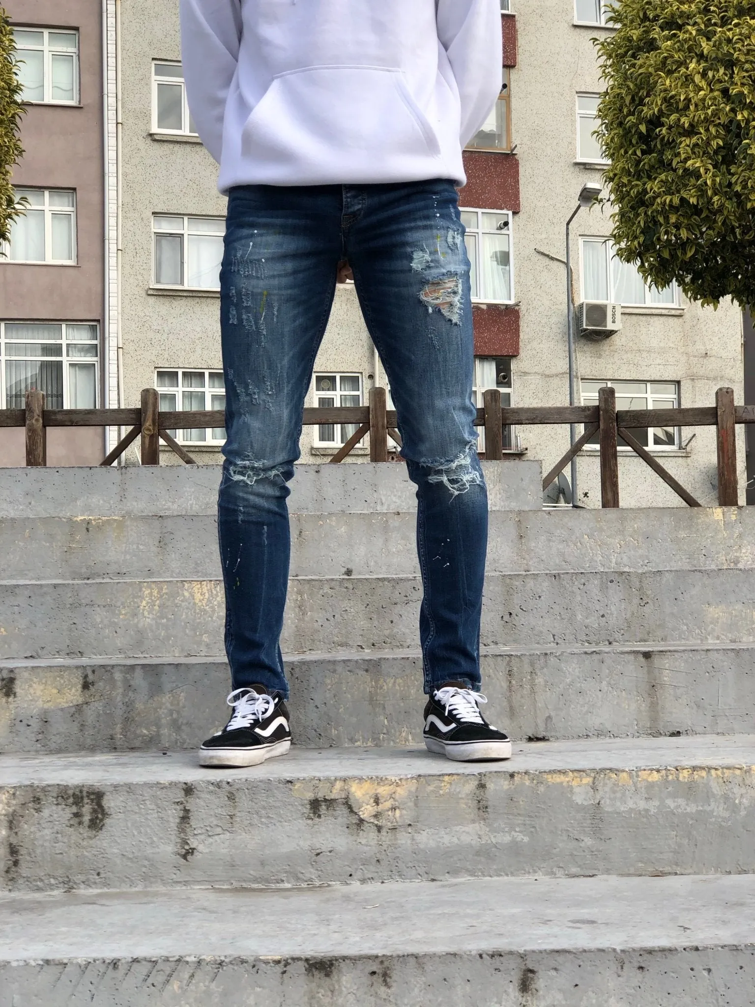 Sneakerjeans Blue Ripped Skinny Jeans AY077