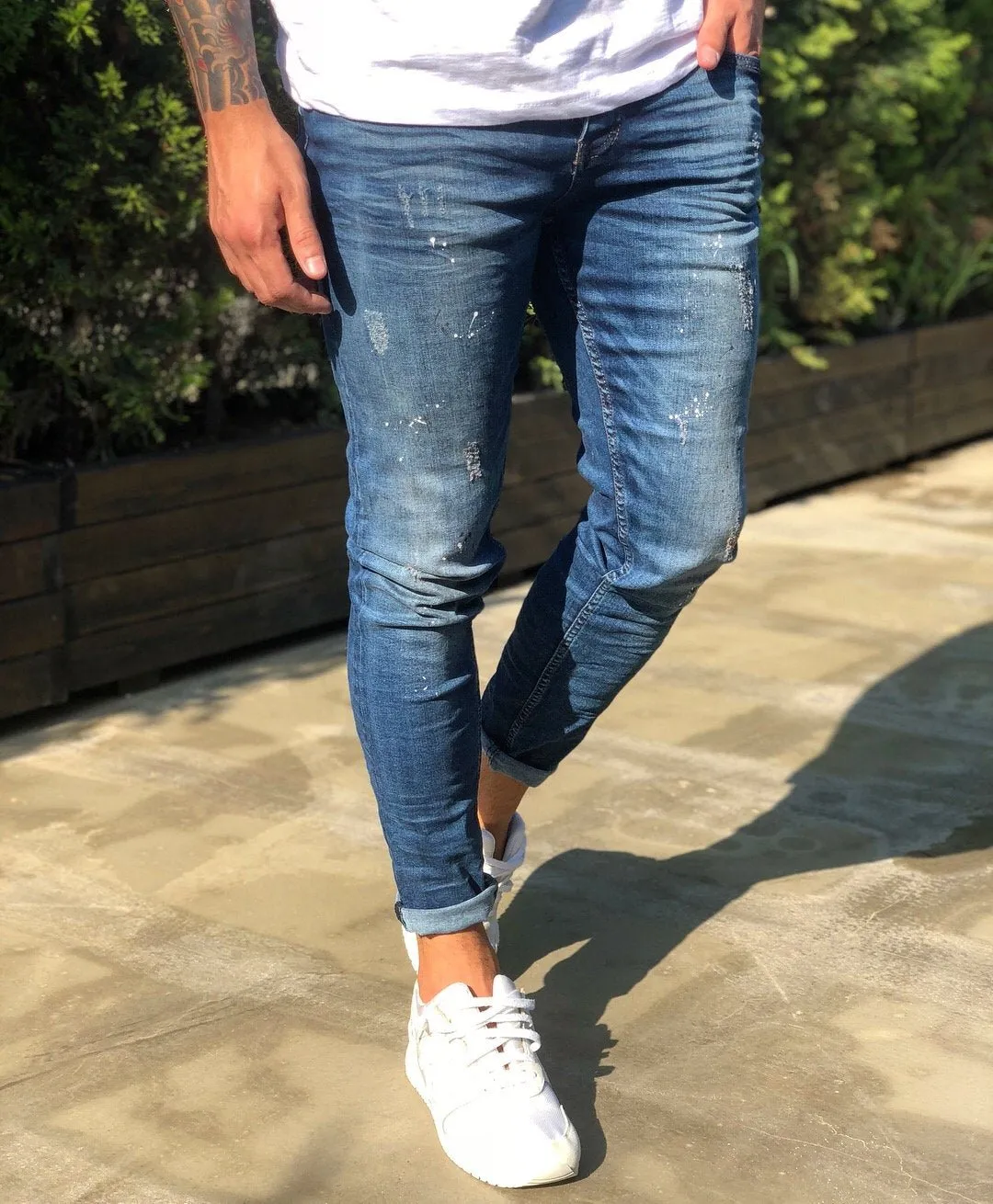 Sneakerjeans - Blue Ripped Skinny Jeans B210