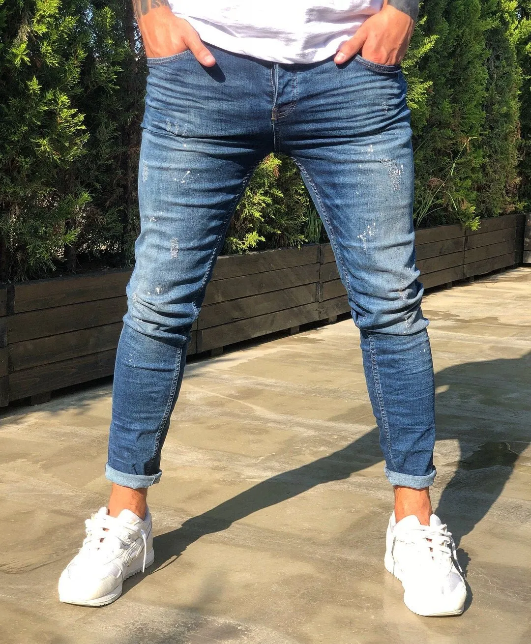 Sneakerjeans - Blue Ripped Skinny Jeans B210