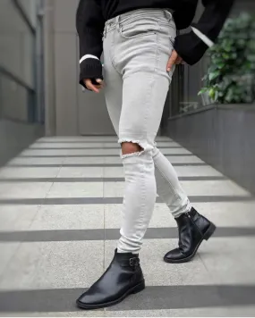 Sneakerjeans Gray Ripped Jeans DP112