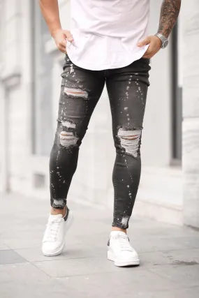 Sneakerjeans Gray Skinny Ripped Jeans DP24