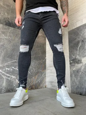 Sneakerjeans Navy Ripped Jeans DP155