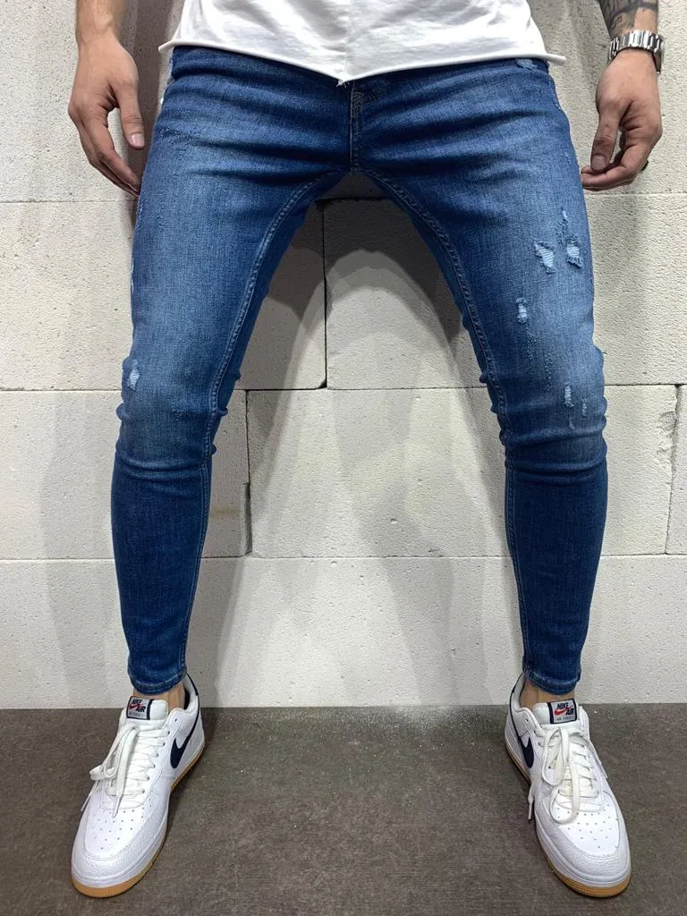 Sneakerjeans Navy Skinny Ripped Jeans AY942