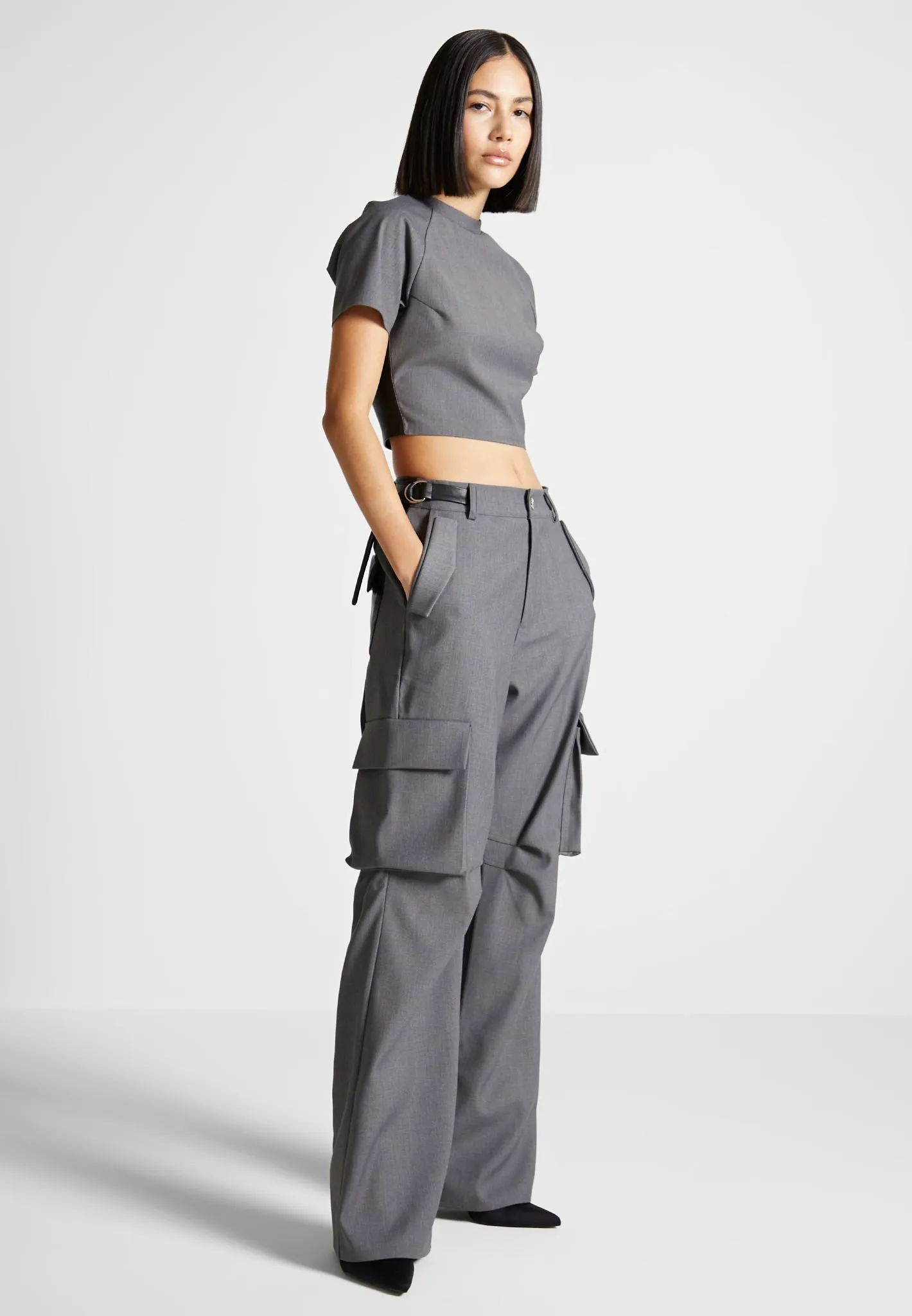 Tailored Cargo Trousers - Grey/Black