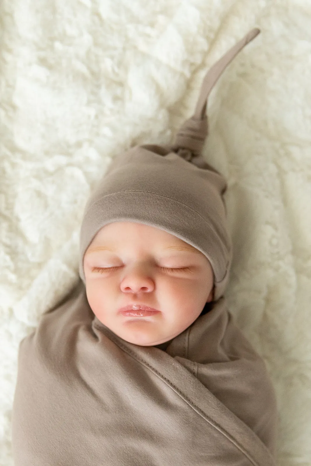 Taupe Swaddle Blanket & Newborn Hat Set