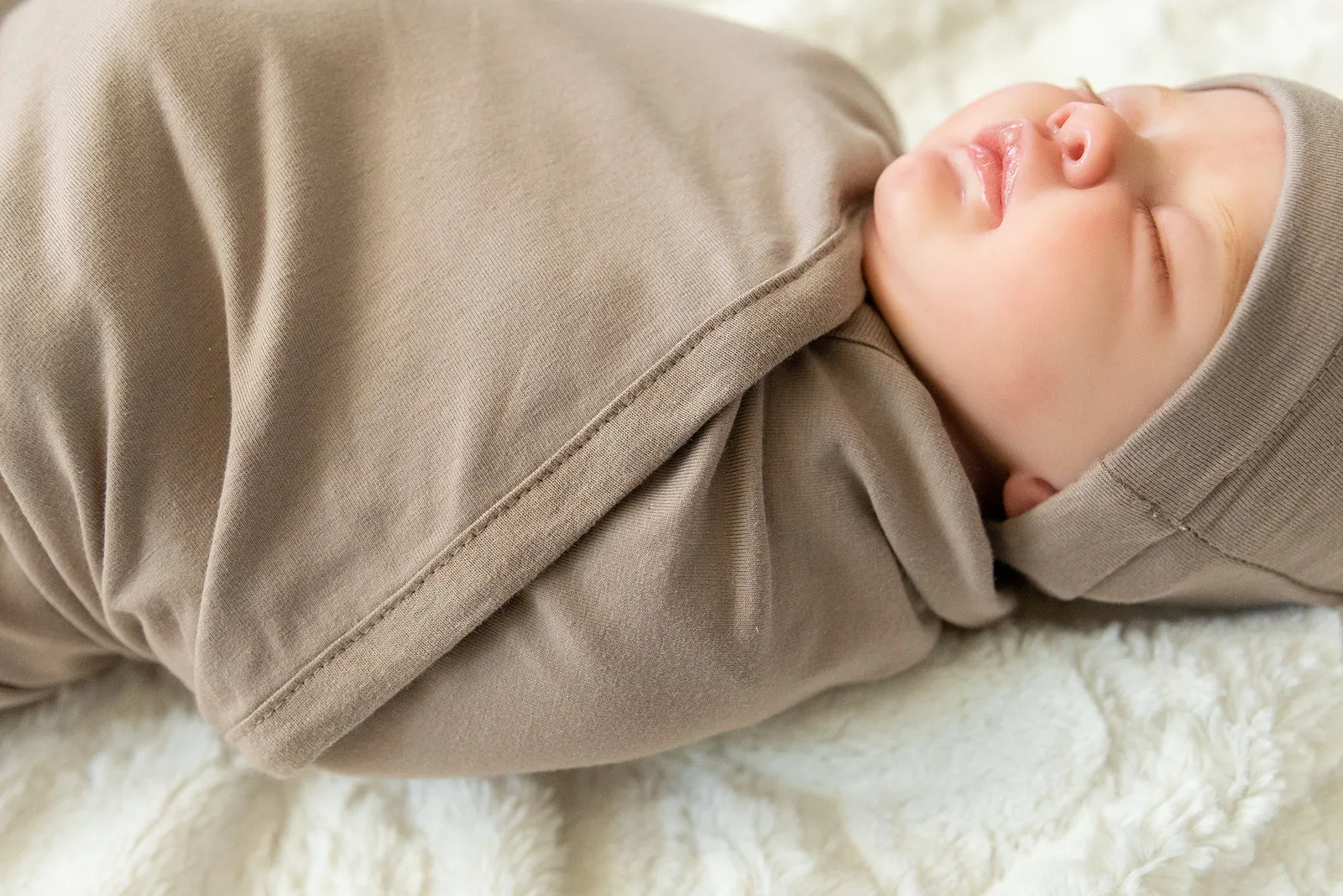 Taupe Swaddle Blanket & Newborn Hat Set