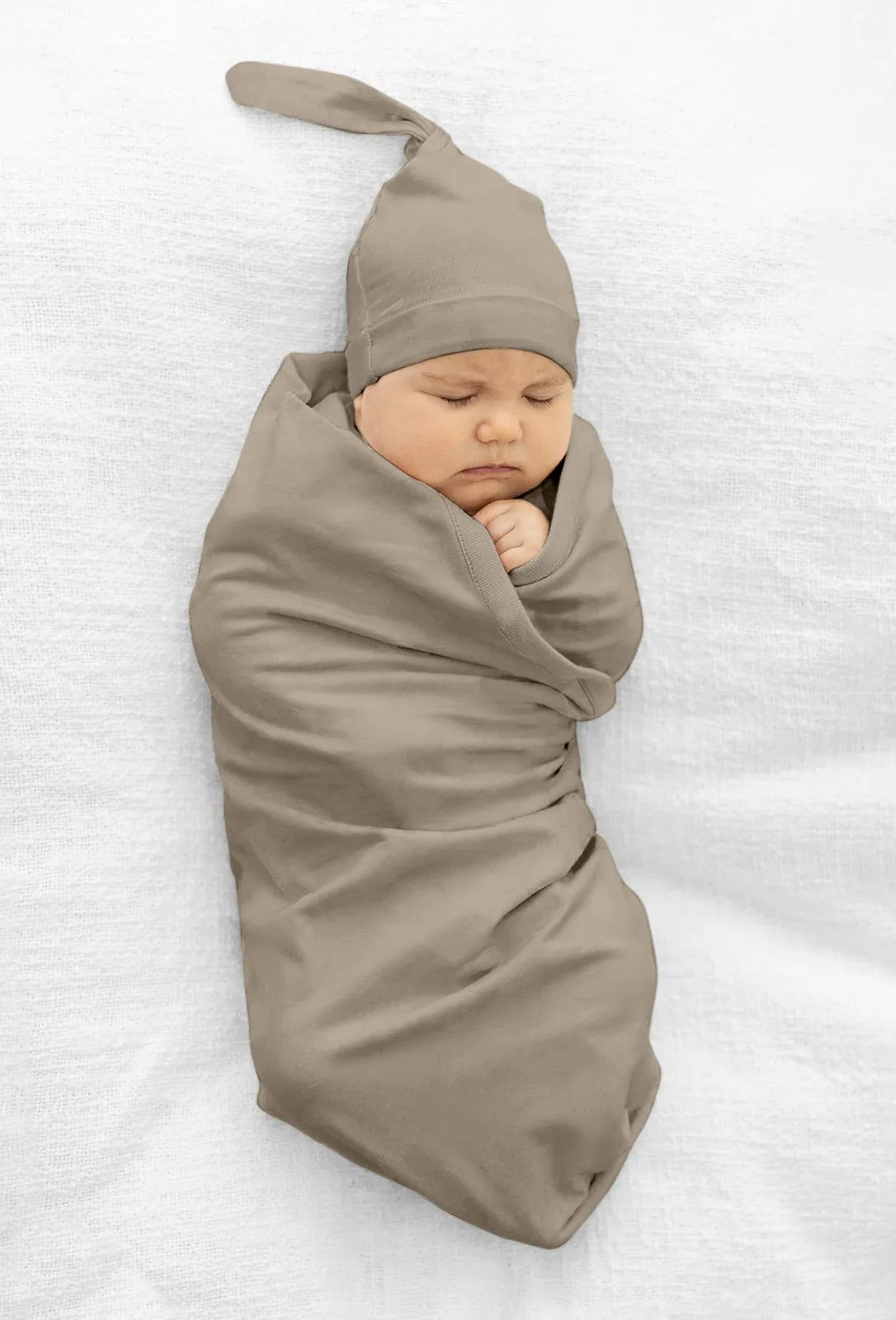 Taupe Swaddle Blanket & Newborn Hat Set