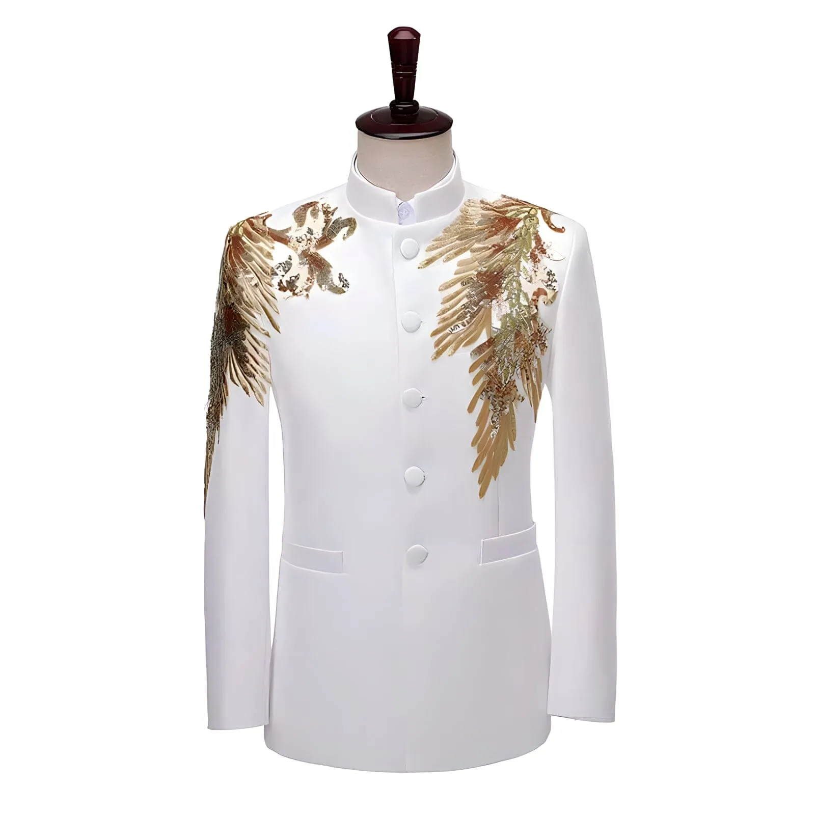 The Palms Embroidered Mandarin Collar Jacket - Multiple Colors