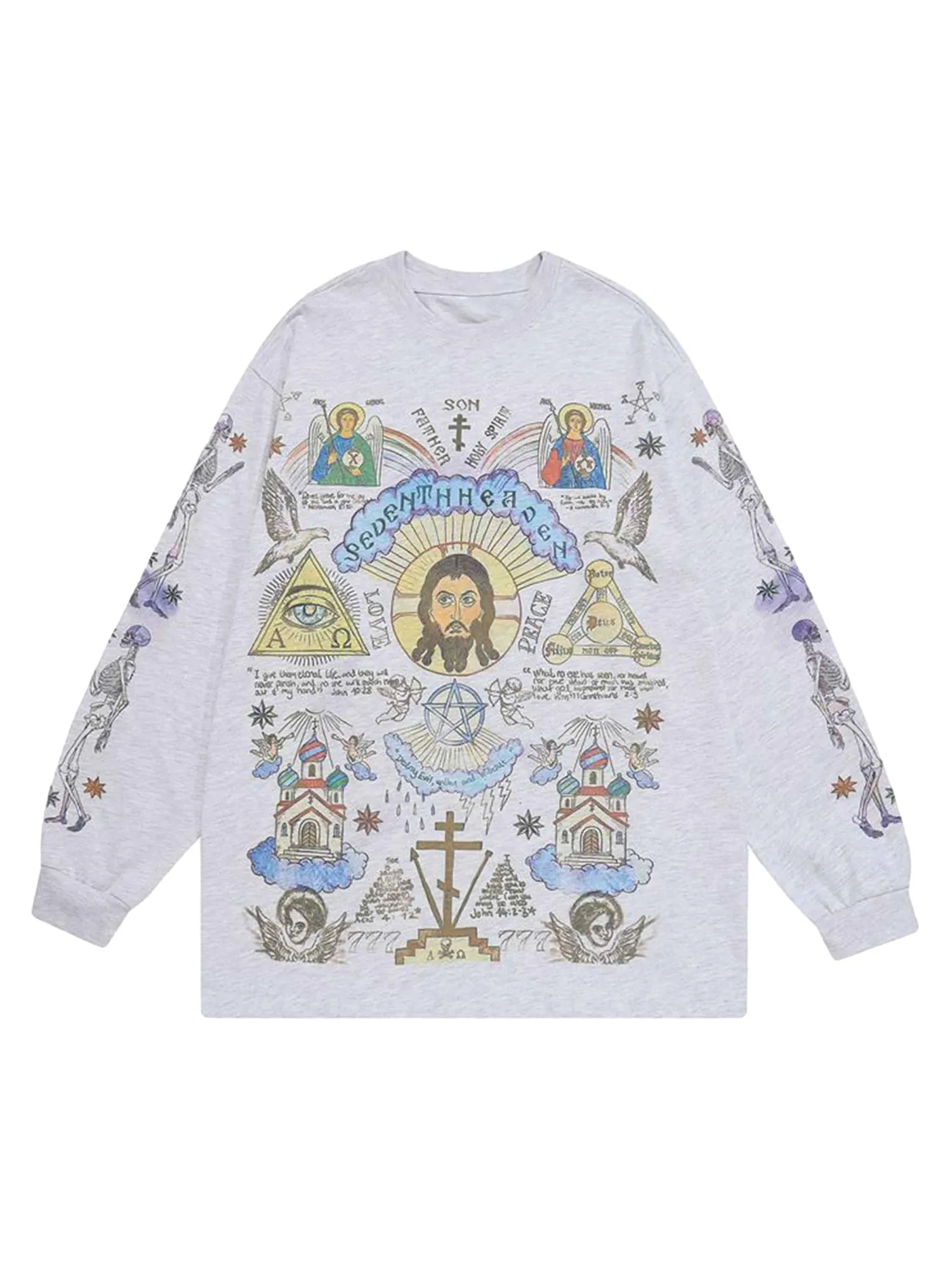 Thesupermade American High Street Graffiti Long Sleeve T-Shirt