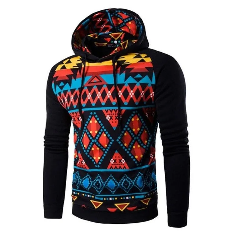 Tribal Colorful Geometric Print Hoodie