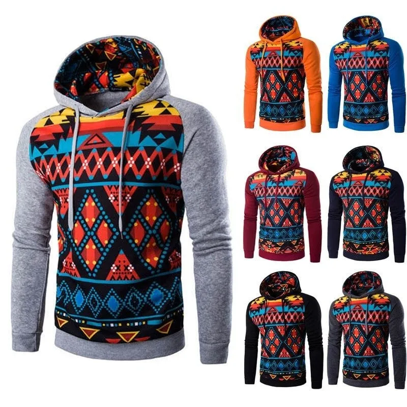 Tribal Colorful Geometric Print Hoodie